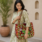 Rajasthani Embroidered Elephant Tote Bag