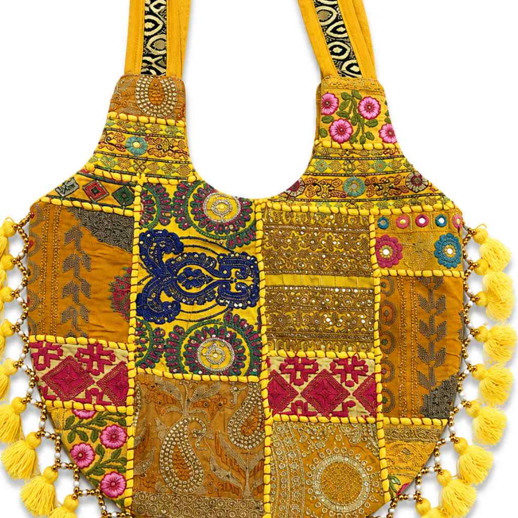 Bohemian Vibes Tassel Embroidered Tote Bag for Women