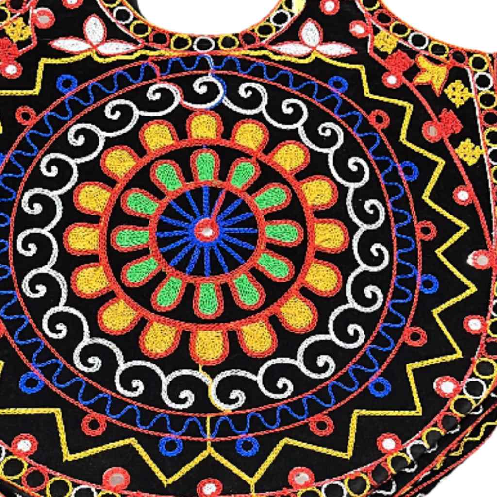 Ethnic Motifs Embroidered Boho Tote Bag