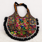Rainbow Hues Tassel Embroidered Boho Tote Bag