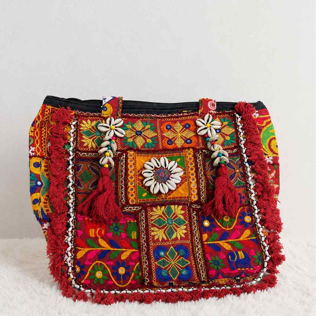 Heritage Embroidered Banjara Tote Bag with Tassels