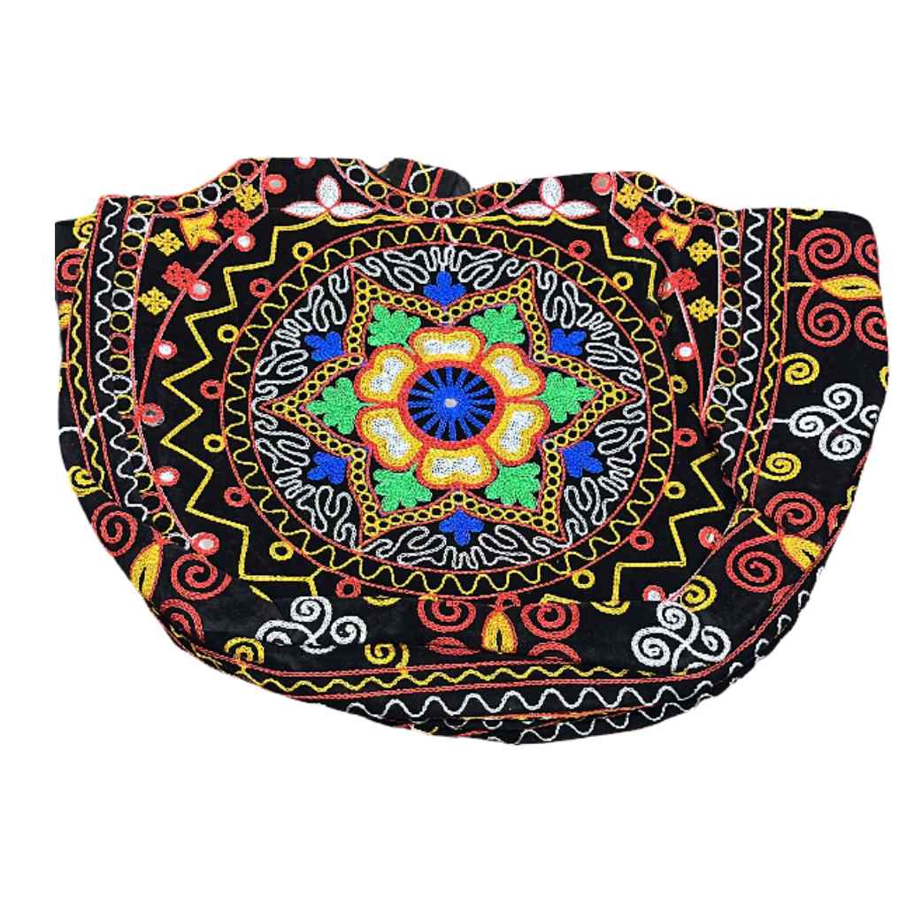 Ethnic Motifs Embroidered Boho Tote Bag