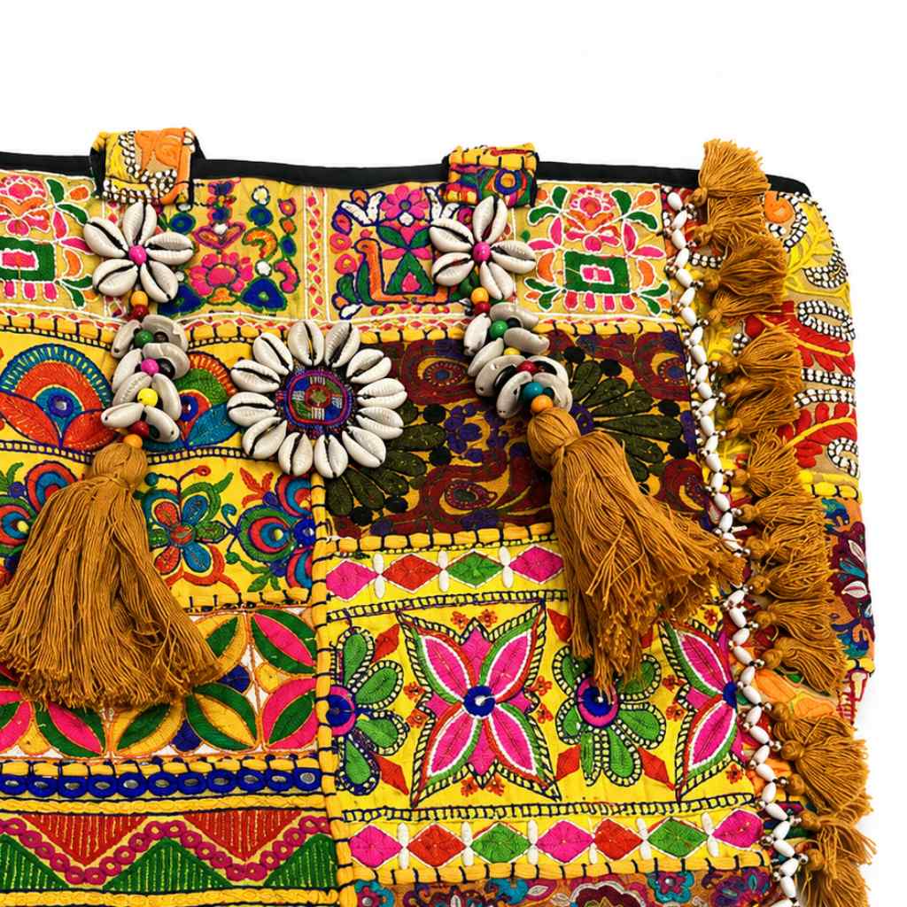 Heritage Embroidered Banjara Tote Bag with Tassels