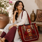 Heritage Embroidered Banjara Tote Bag with Tassels