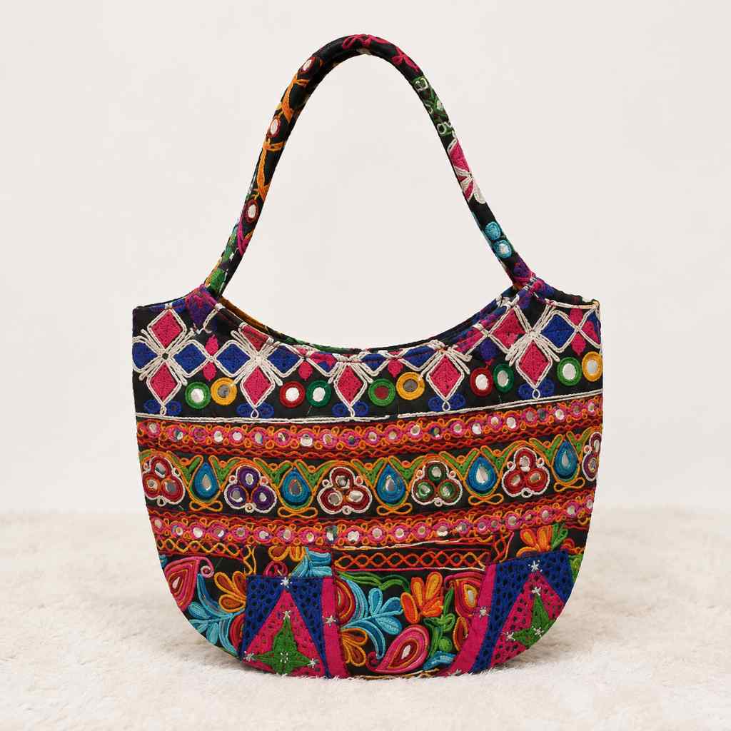 Color Story Embroidered Boho Tote Bag for Women