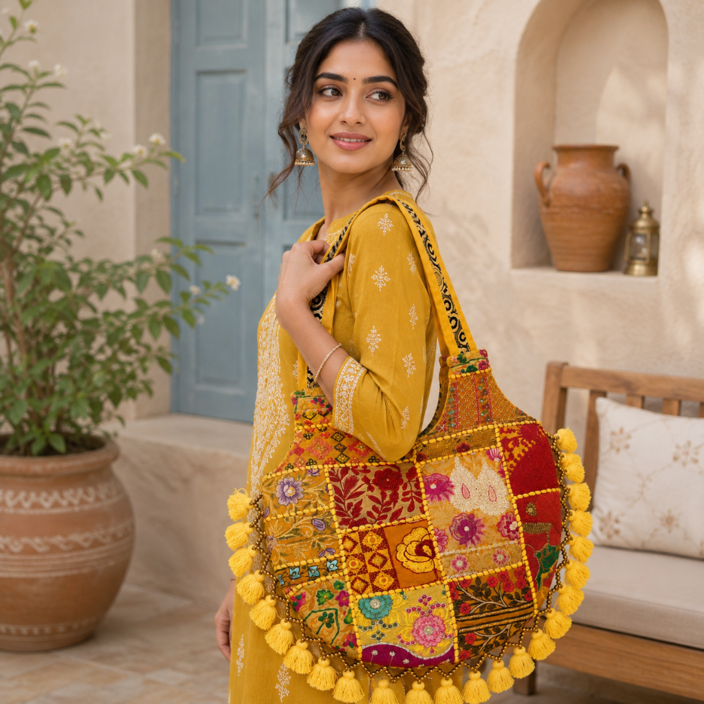 Wanderlust Tassel Embroidered  Tote Bag