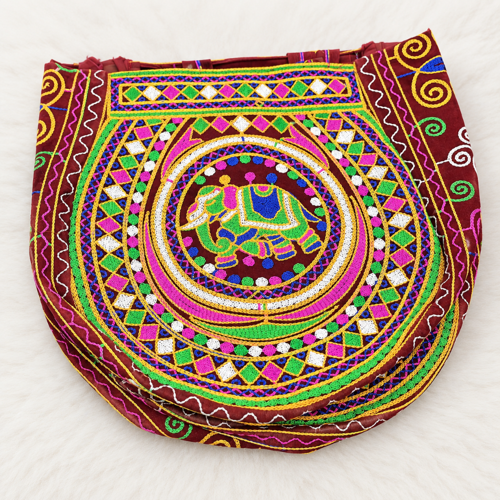 Rajasthani Embroidered Elephant Tote Bag