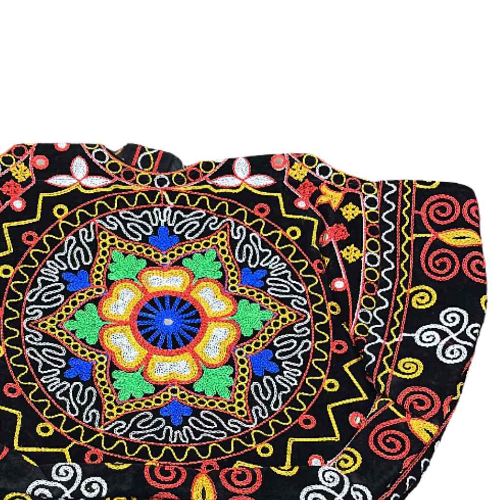 Ethnic Motifs Embroidered Boho Tote Bag