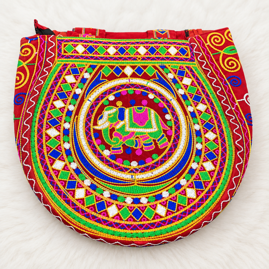 Rajasthani Embroidered Elephant Tote Bag