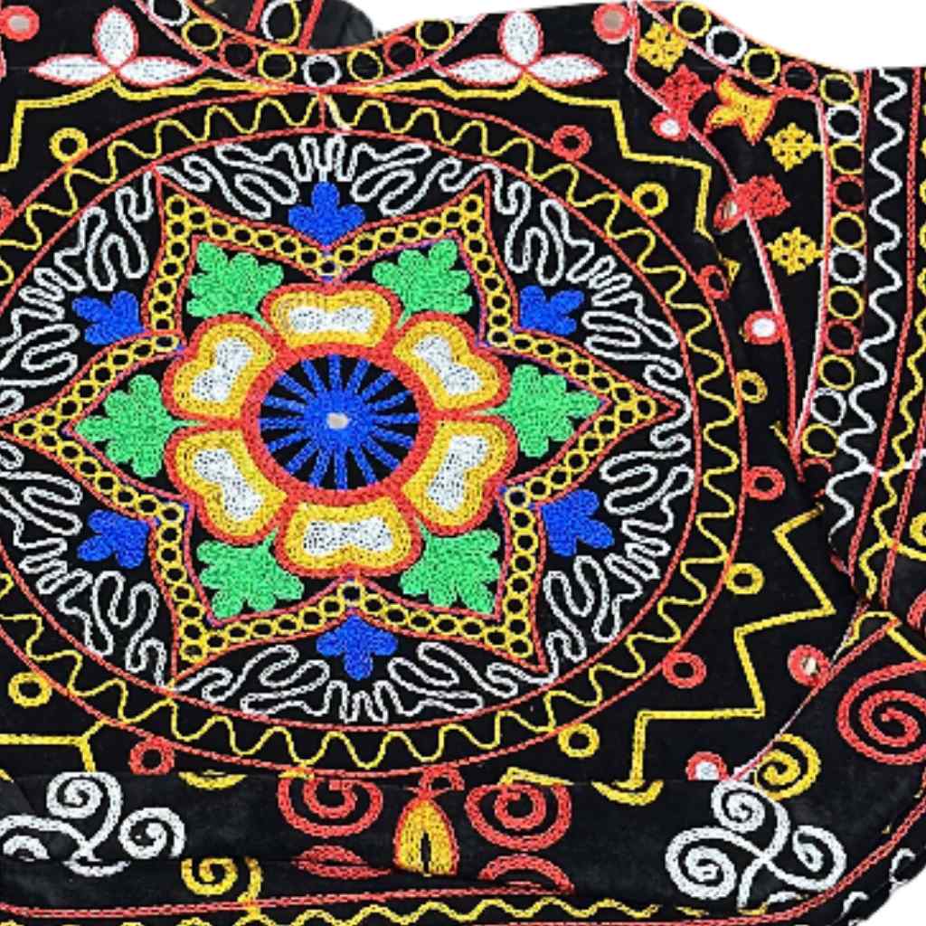 Ethnic Motifs Embroidered Boho Tote Bag