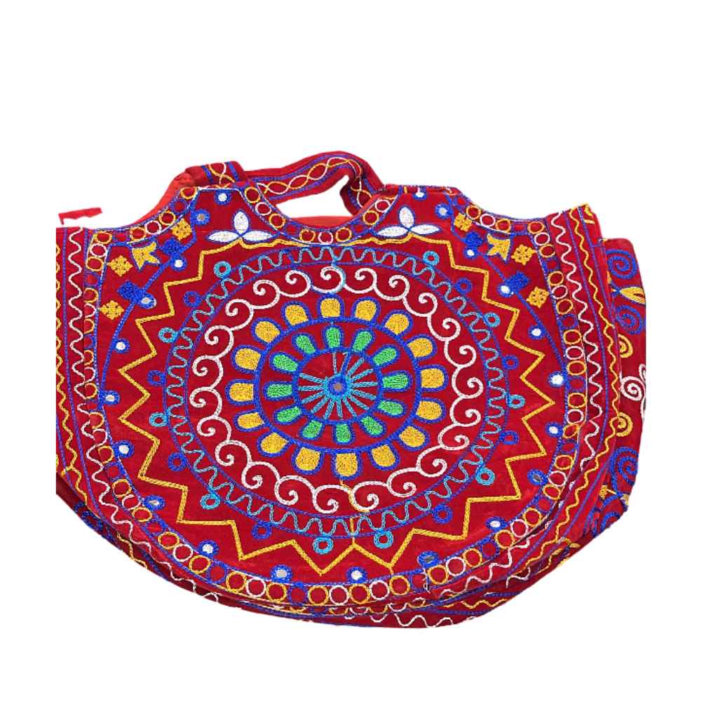 Ethnic Motifs Embroidered Boho Tote Bag