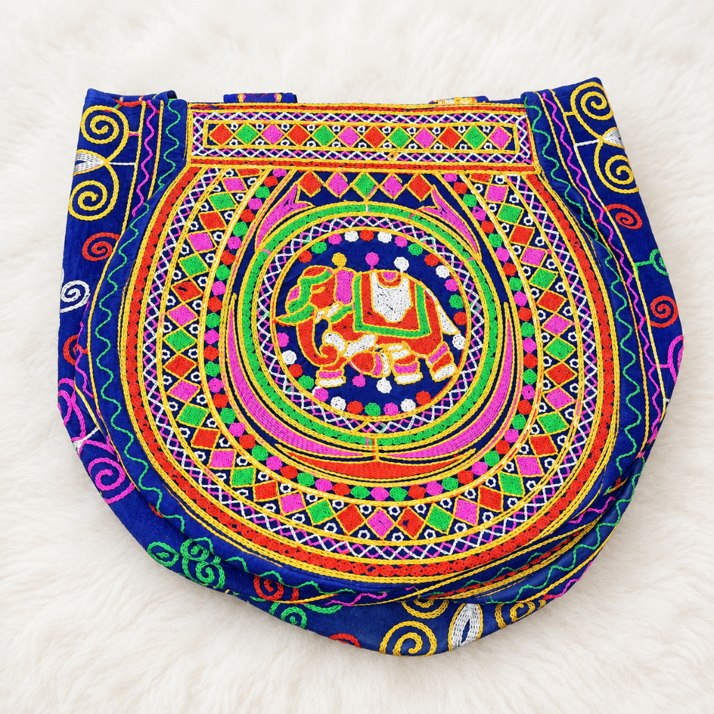 Rajasthani Embroidered Elephant Tote Bag