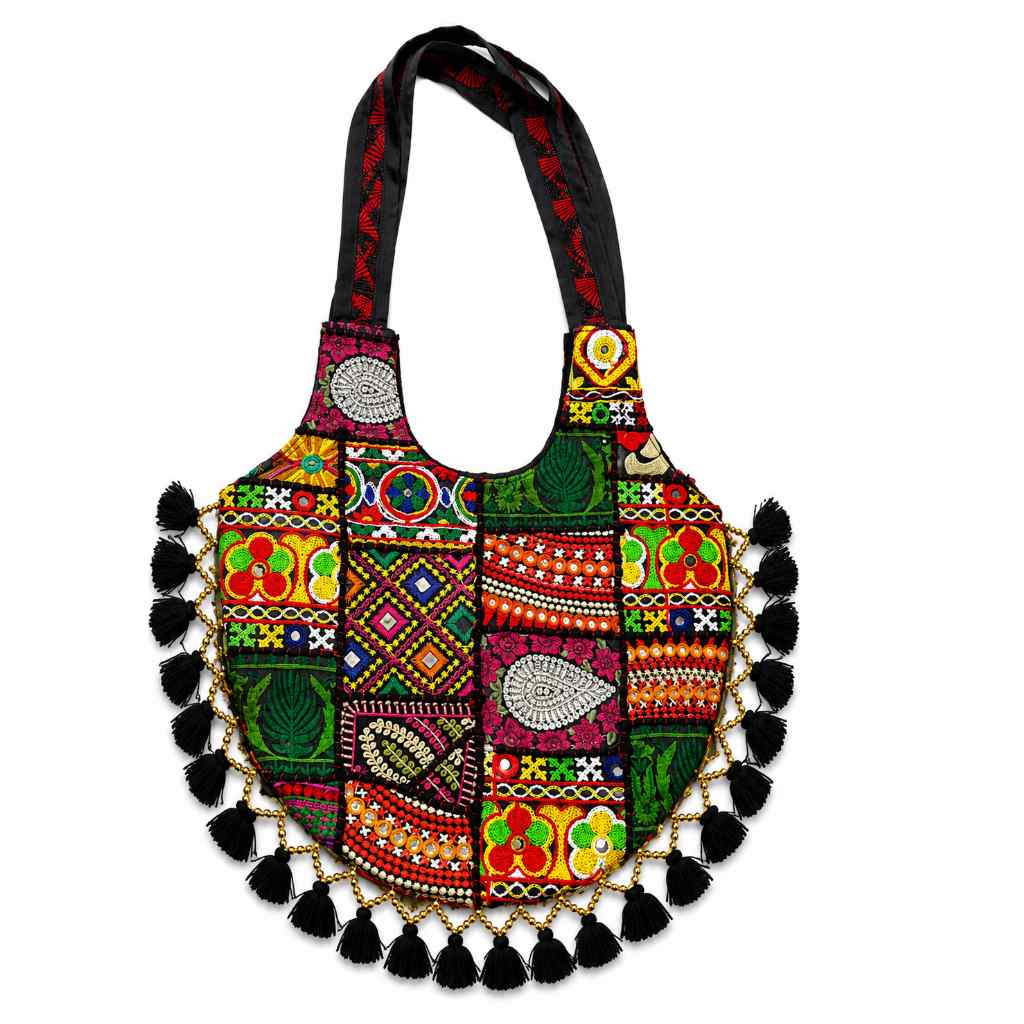 Bohemian Vibes Tassel Embroidered Tote Bag for Women