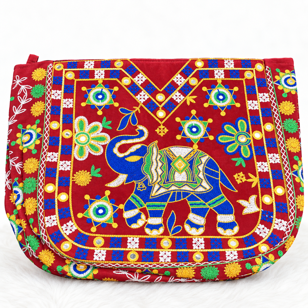 Rajasthani Embroidered Elephant Tote Bag