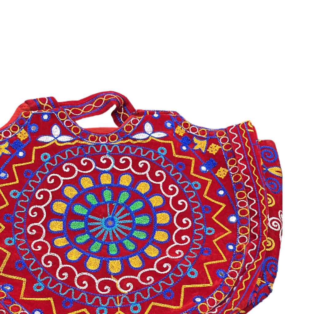 Ethnic Motifs Embroidered Boho Tote Bag