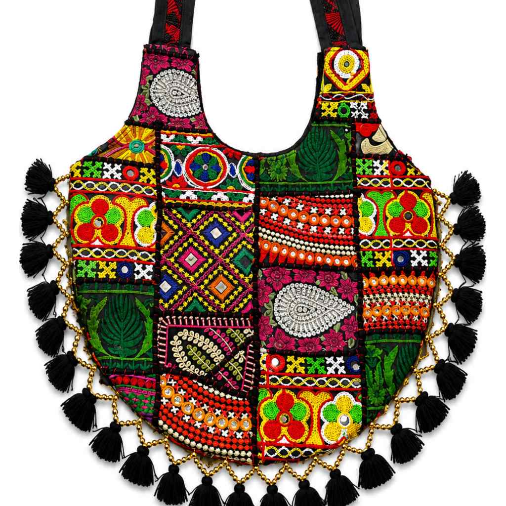 Bohemian Vibes Tassel Embroidered Tote Bag for Women