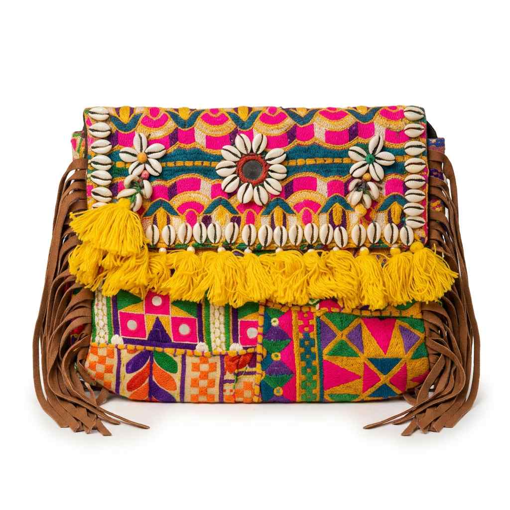 Embroidered Fringe Banjara Laptop Bag for Women