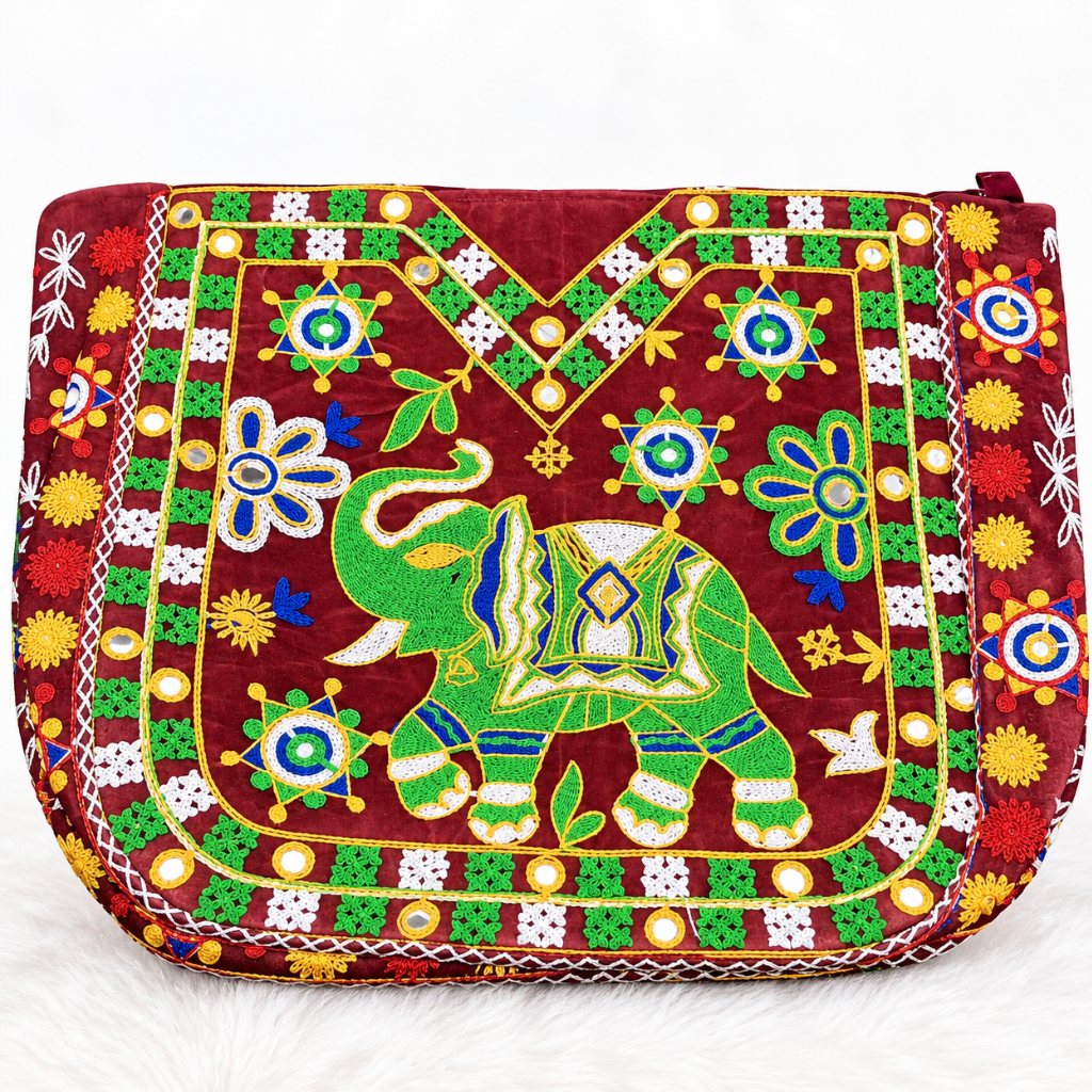 Rajasthani Embroidered Elephant Tote Bag