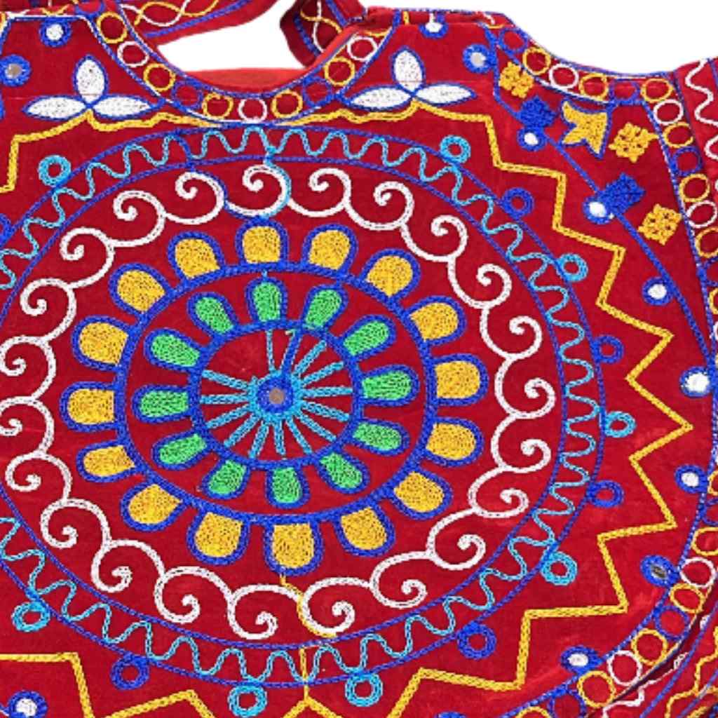 Ethnic Motifs Embroidered Boho Tote Bag