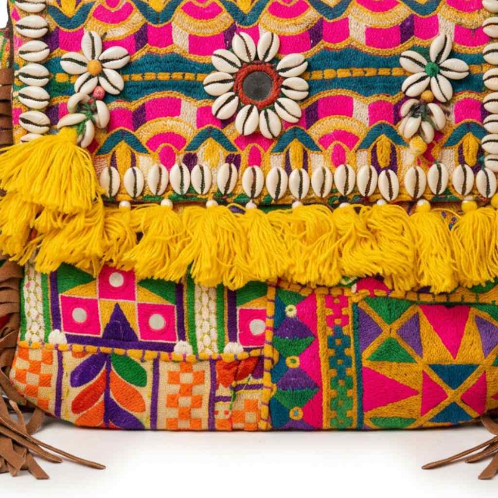Embroidered Fringe Banjara Laptop Bag for Women