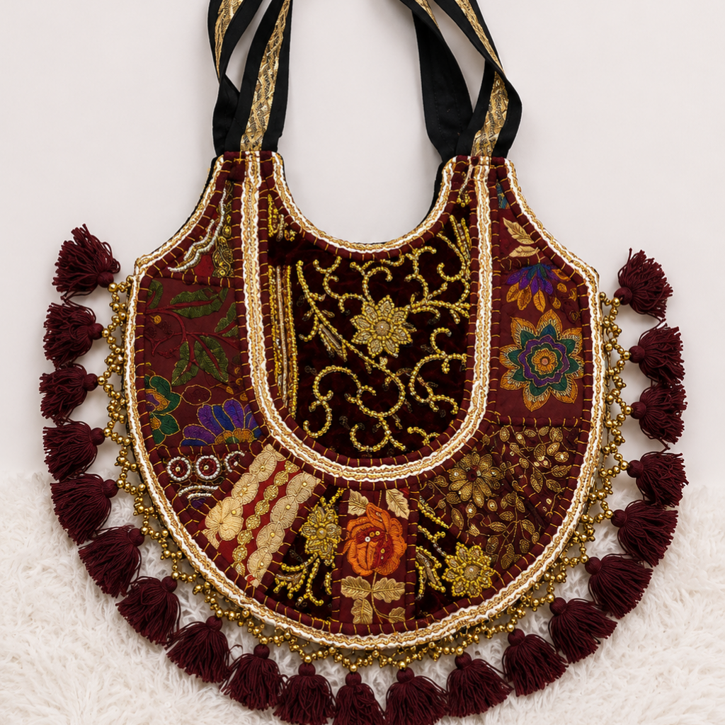 Royal Zari Embroidered Tote Bag