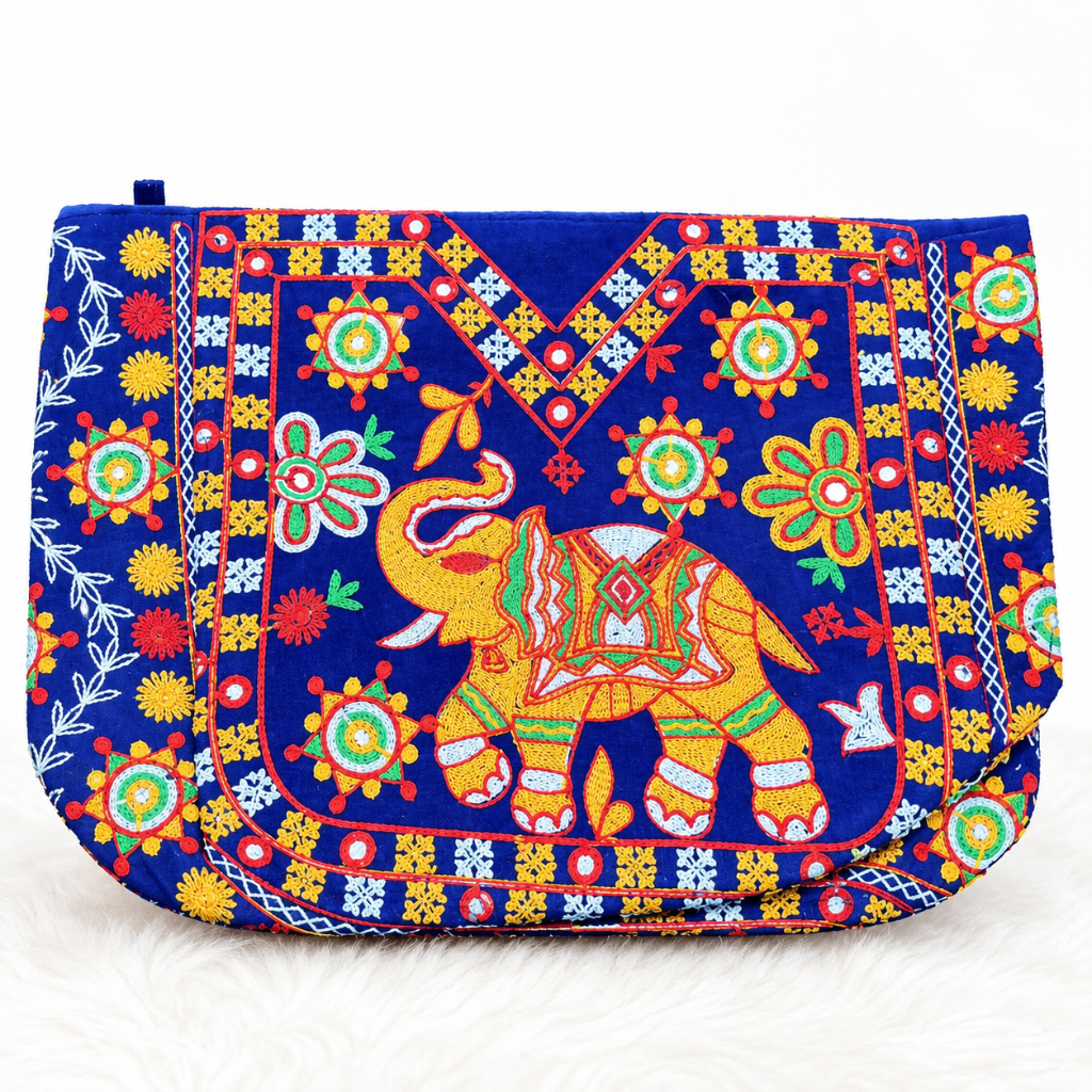 Rajasthani Embroidered Elephant Tote Bag