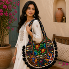 Boho Tassel Embroidered Tote Bag for Women