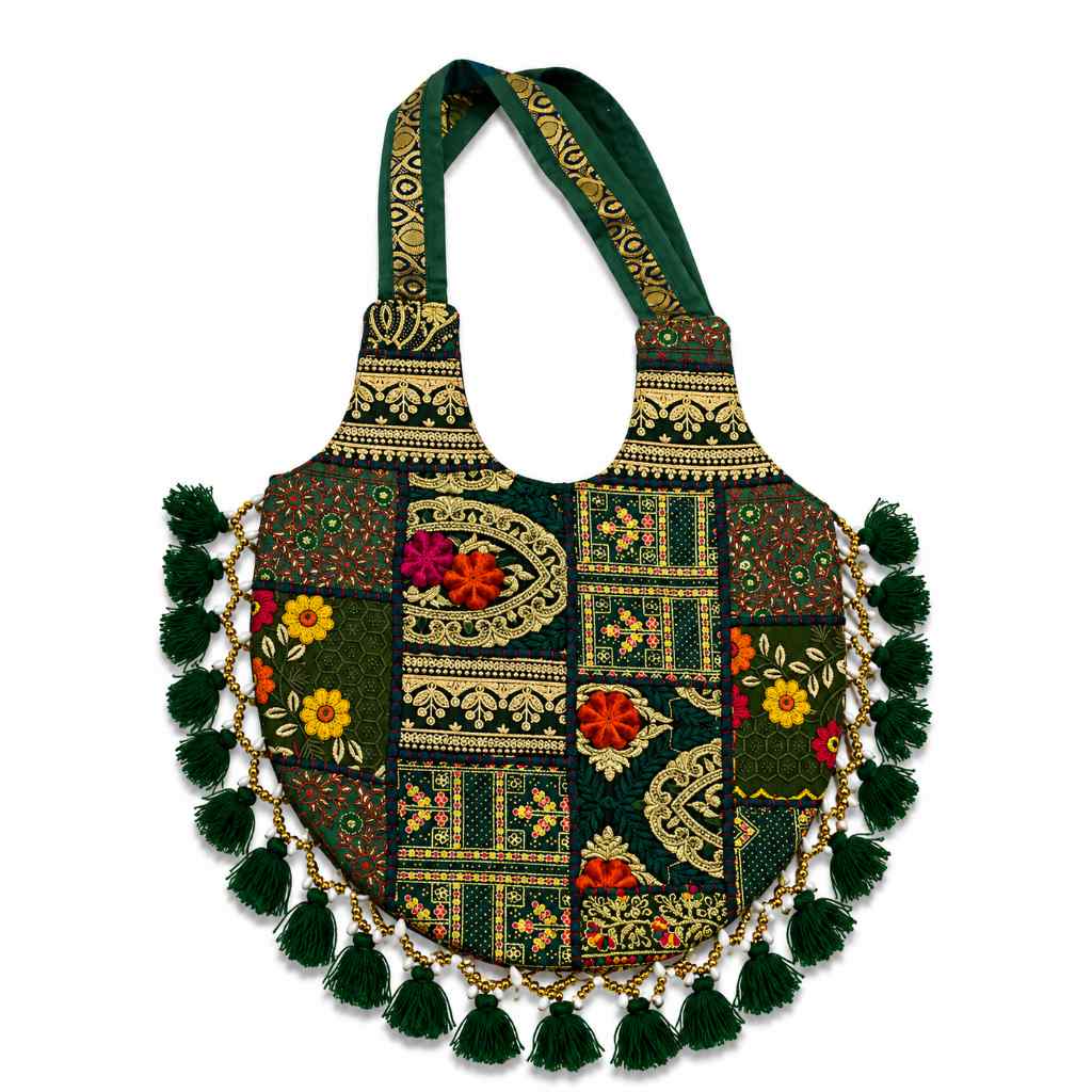 Bohemian Vibes Tassel Embroidered Tote Bag for Women