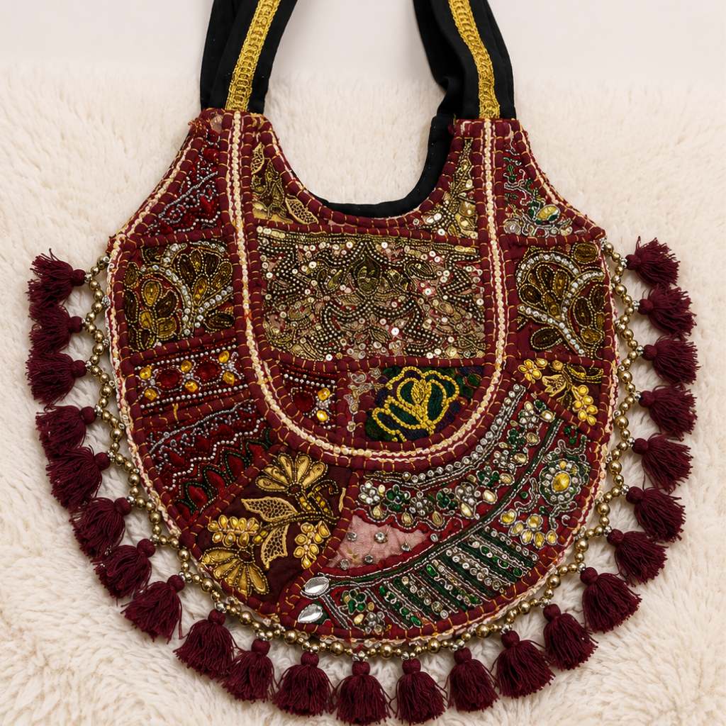 Royal Zari Embroidered Tote Bag