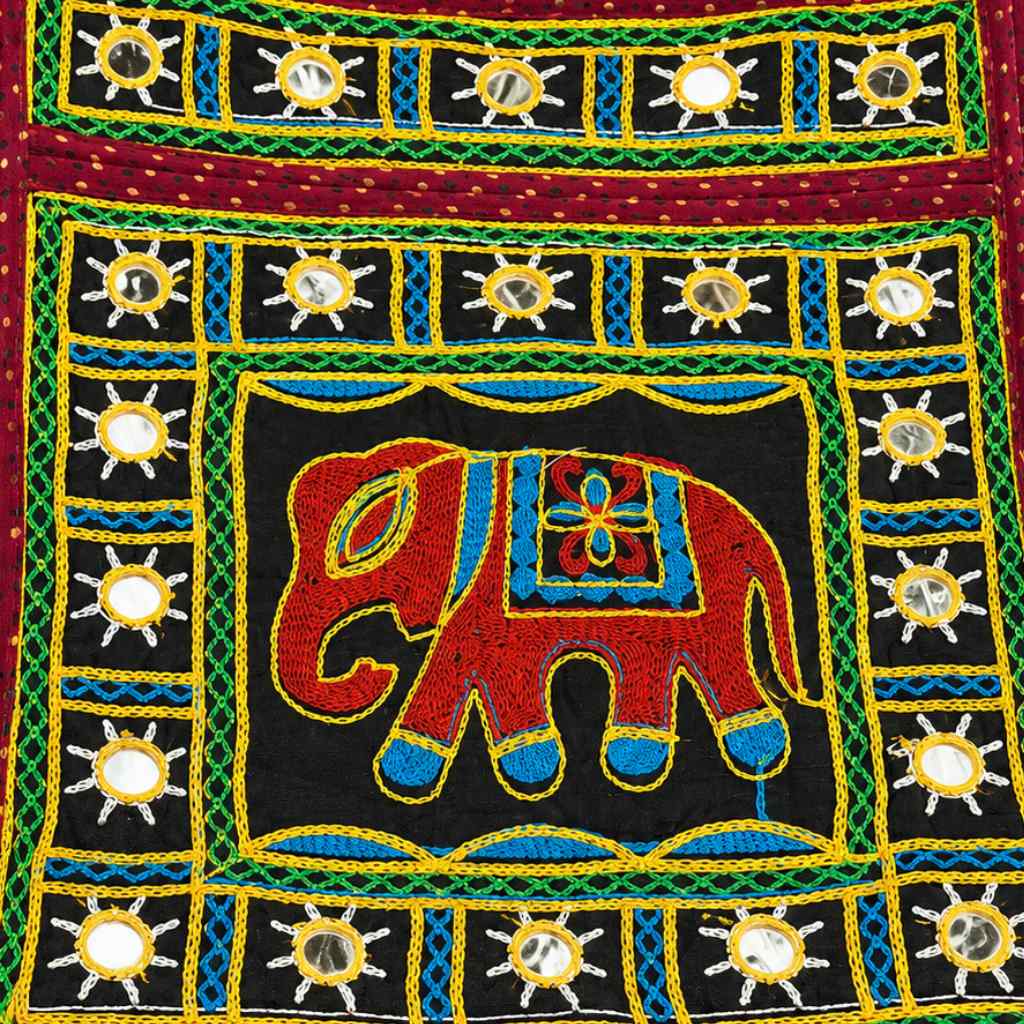 Folk Art Elephant Embroidered Sling Bag