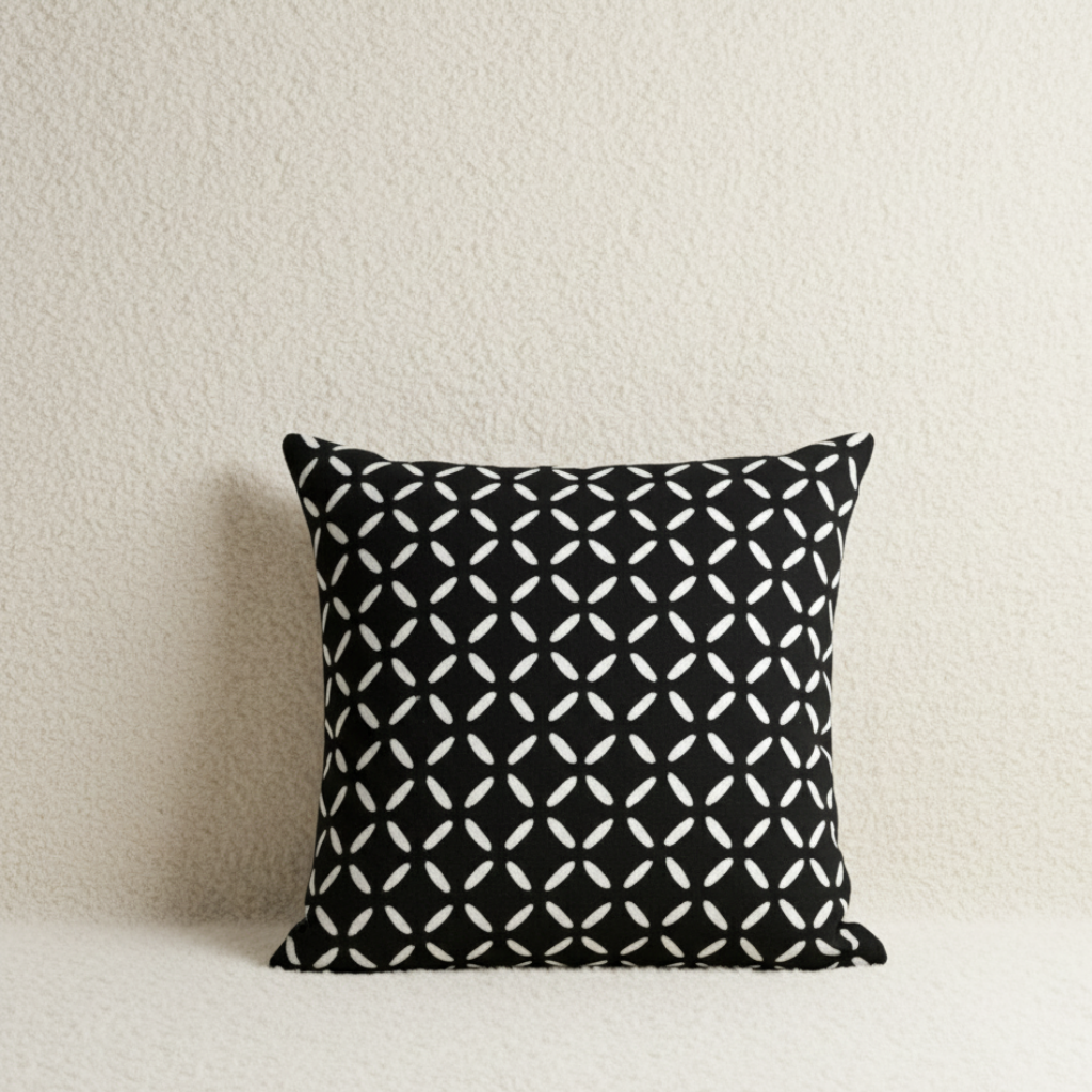 Black Applique Cushion Cover