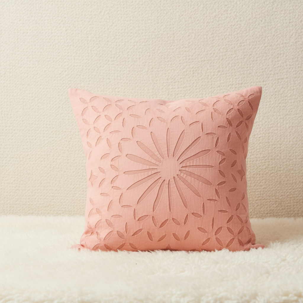 Blush Pink Applique Cushion Cover