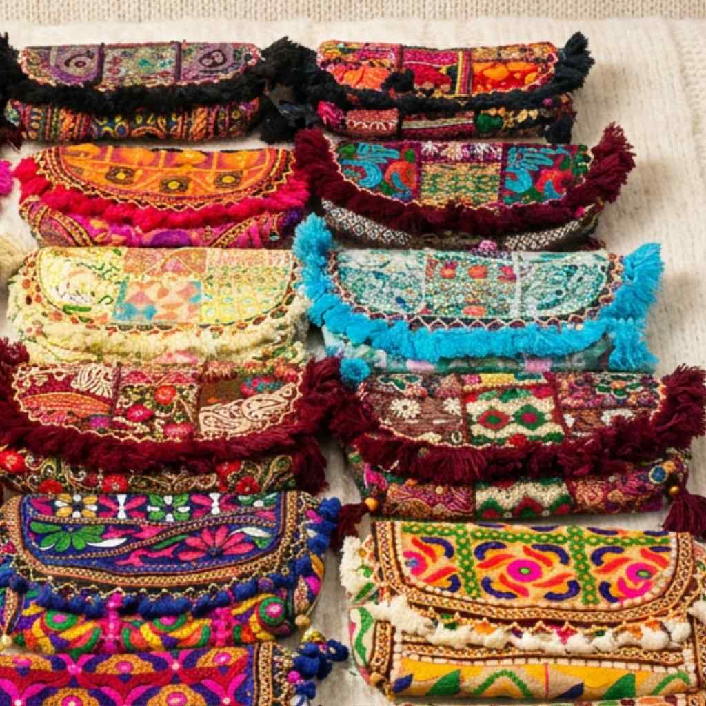 Boho Embroidered Sling Purse for Women