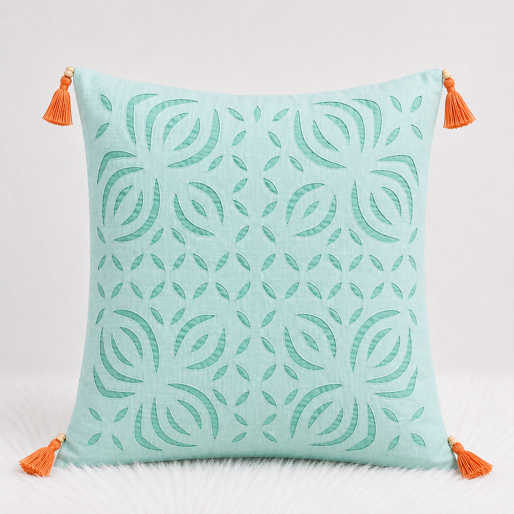 Artisan Made Applique Cutwork Cushion Cover