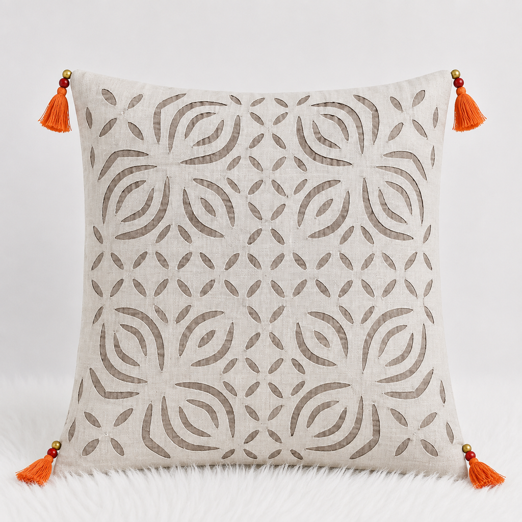 Artisan Made Applique Cutwork Cushion Cover