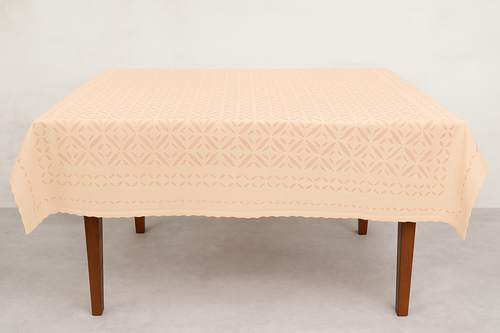 Beige Geometric Lacework Embroidered Table Cover