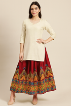 Crimson Mosaic Embroidered Skirt