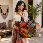 Colorful Bliss Cotton Bag with Detailed Embroidery Work