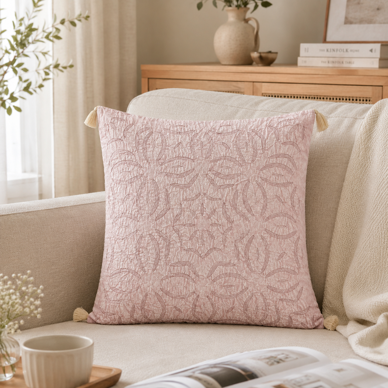 Artisan Made Applique Cutwork Cushion Cover