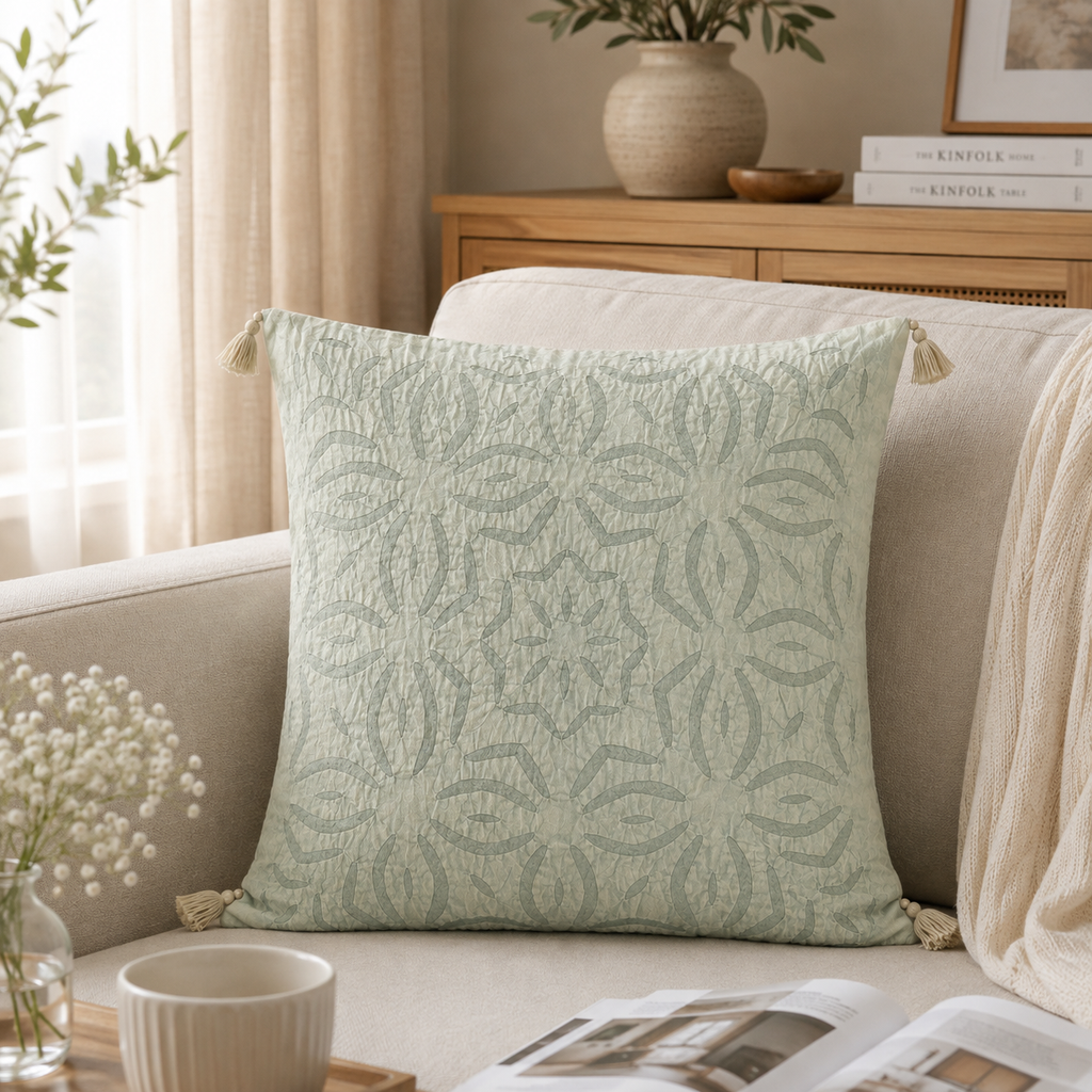 Artisan Made Applique Cutwork Cushion Cover