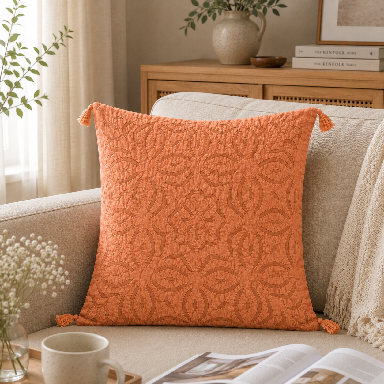 Artisan Made Applique Cutwork Cushion Cover