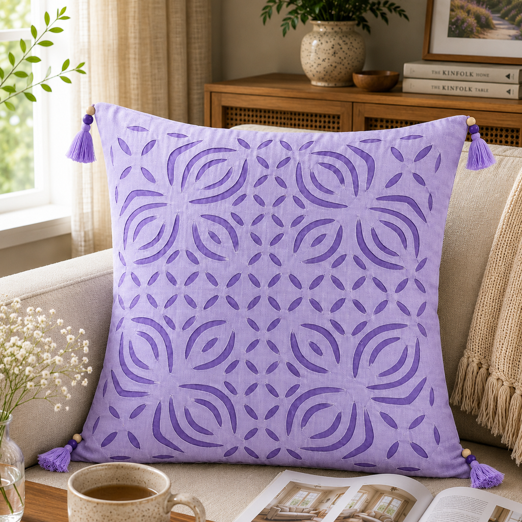 Artisan Made Applique Cutwork Cushion Cover