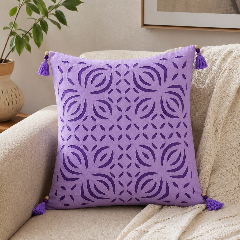 Artisan Made Applique Cutwork Cushion Cover