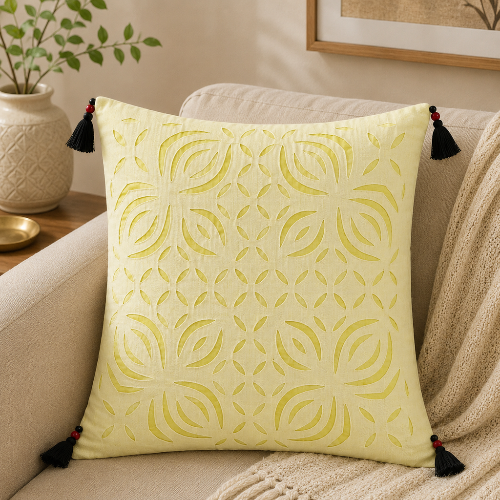 Artisan Made Applique Cutwork Cushion Cover