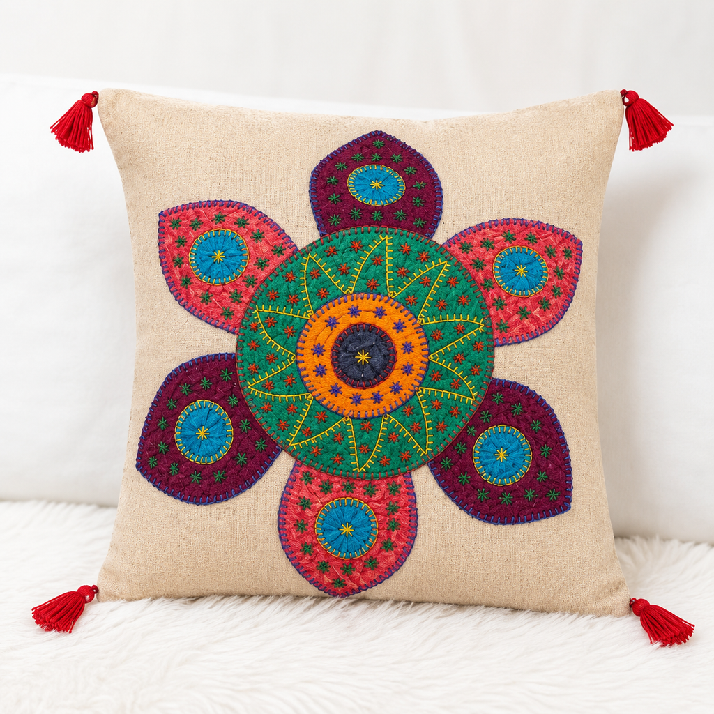 Handmade Decorative Applique Cushion Cover for Home Decor
