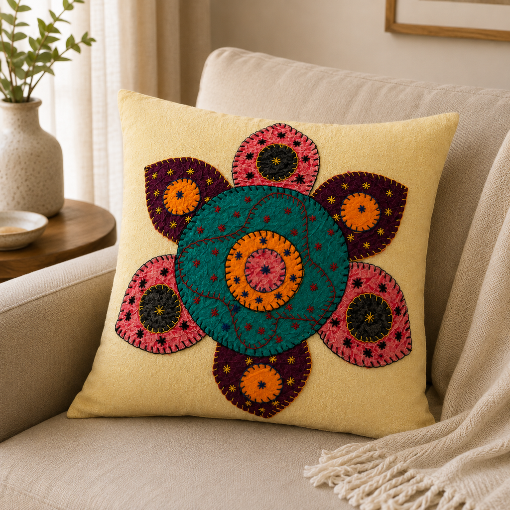 Handmade Decorative Applique Cushion Cover for Home Decor