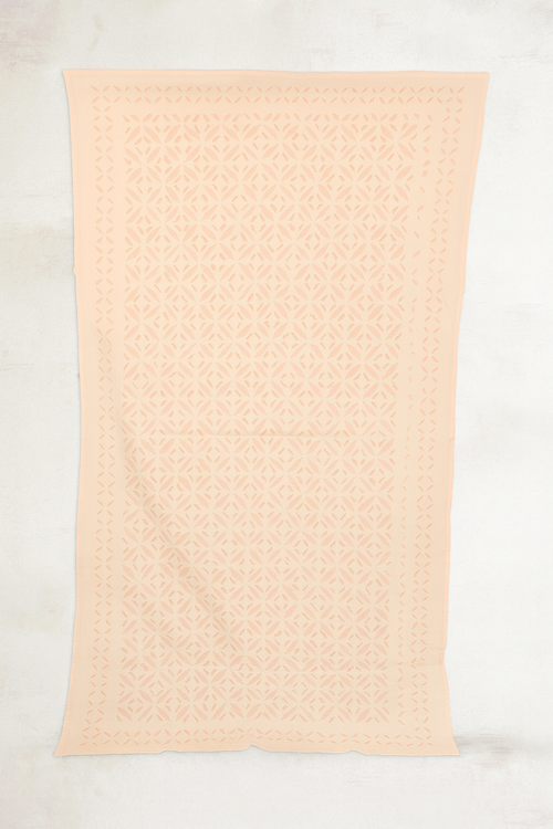 Beige Geometric Lacework Embroidered Table Cover