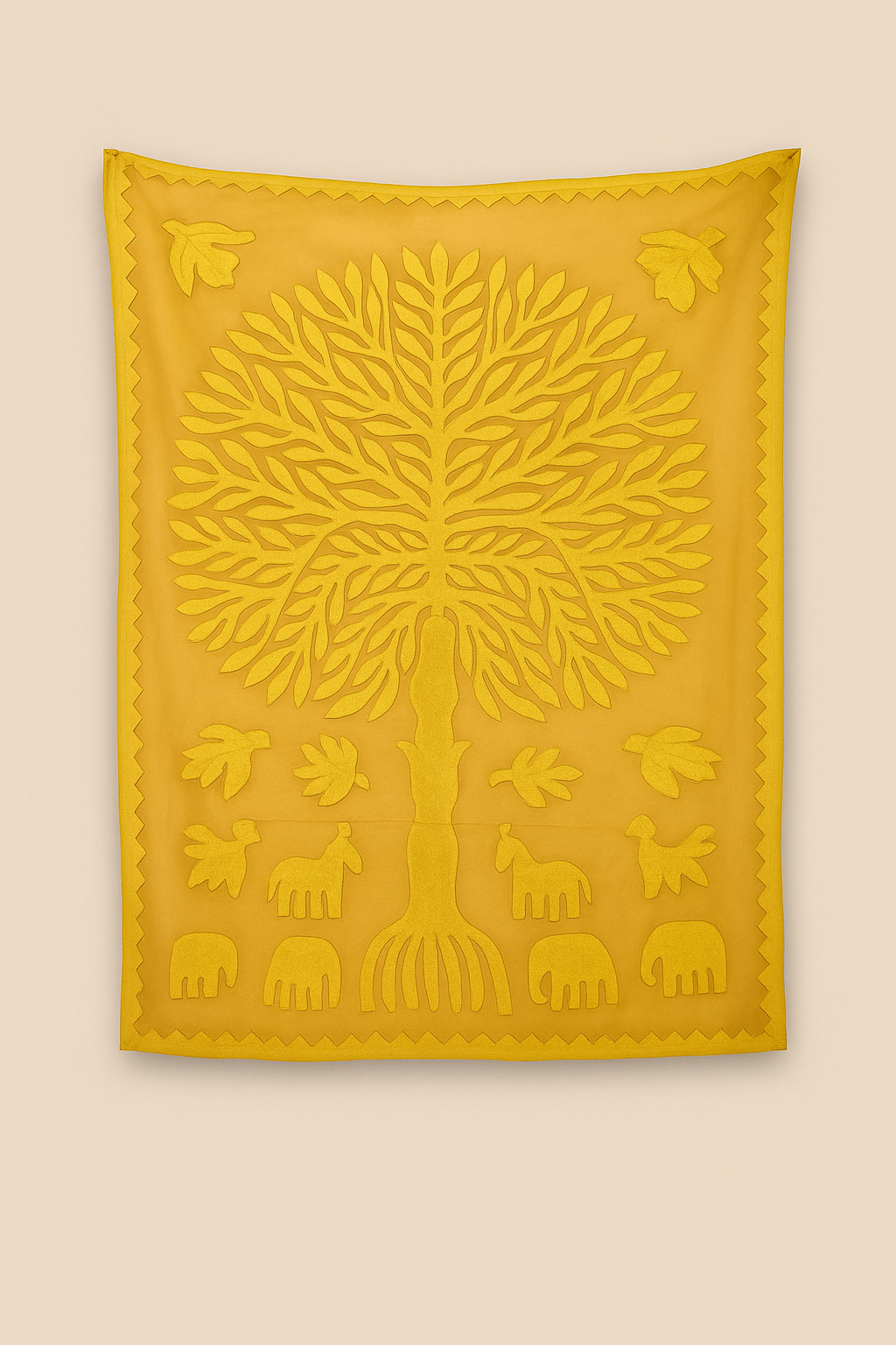 Tree of Unity Yellow Applique Embroidered Wall Hanging