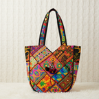 Colorful Bliss Cotton Bag with Detailed Embroidery Work