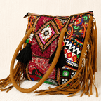 Colorful Embroidered Boho Bag with Shell Detailing